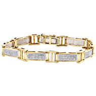 Sterling Silver Round Diamond 8mm Cluster Rectangle Link 7" Pave Bracelet 1 CT.