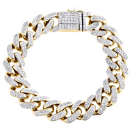 14K Yellow Gold 14.75mm Round Diamond Miami Cuban Link 8.50" Bracelet 5.87 CT.