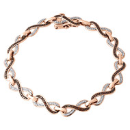 10K Rose Gold Ladies Round Diamond Infinity Loop Style Bracelet 7 Inches 0.75 Ct