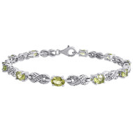 Diamond Infinity Bracelet Ladies .925 Sterling Silver Created Peridot 4.79 Tcw