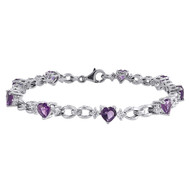 Created Amethyst and White Sapphire Bracelet 925 Sterling Silver Design 5.49 Tcw