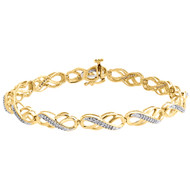 10K Yellow Gold Round Diamond Triple Infinity Fancy Link Bracelet 7" | 1/4 CT.