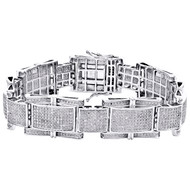 10K White Round Diamond 17mm Domed Statement Link 8.50" Pave Bracelet 3.75 CT.
