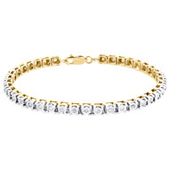 1 Row Real Diamond Tennis Bracelet Miracle Set Yellow Sterling Silver 7" | 1 CT.