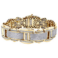 Sterling Silver Round Diamond 21mm Fancy Statement 8.50" Pave Bracelet 4.50 CT.