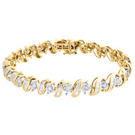 10K Yellow Gold Round Cut Diamond 9mm S-Link Bracelet Miracle Set 7.50" | 5 CT.