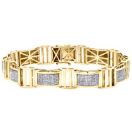 Sterling Silver Round Diamond 13mm Dome Statement Link 8.50" Pave Bracelet 2 CT.