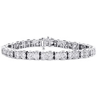 10K White Gold Round Diamond Miracle Set 6mm Infinity Frame Tennis Bracelet 5 CT