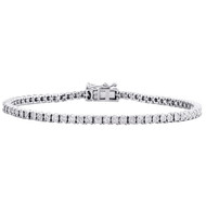 10K White Gold 3mm Round Cut Diamond 1 Row Miracle Set 7" Tennis Bracelet 1 CT.