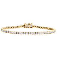10K Yellow Gold 3mm Round Cut Diamond 1 Row Miracle Set 7" Tennis Bracelet 1 CT.