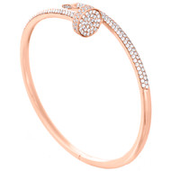 14K Solid Rose Gold Round Diamond Nail Bangle Size 20cm Unisex Bracelet 2.80 Ct.