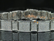 MENS 14K WHITE GOLD 13.20 CT ROUND CUT DIAMOND BRACELET