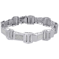 Diamond Statement Bracelet .925 Sterling Silver Round Cut Pave 8.5" 0.52 Ct