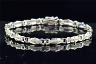 Ladies 10K White Gold .33 Ct. Pave Diamond Round Cut Link Designer Bracelet 7"