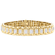 10K Yellow Gold Round Diamond Jubilee Link 13mm Statement Pave Bracelet 2 CT.