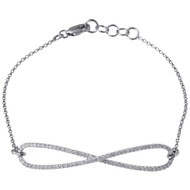 Diamond Fashion Infinity Bracelet Rolo Link Strand 10K White Gold 0.35 Ct.
