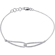 Diamond Fashion Designer Bracelet 10K White Gold Single Strand Rolo Link 1/3 Ct.