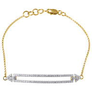 Diamond Fashion Designer Bracelet 10K Yellow Gold Single Strand Rolo Link 1/2 Ct
