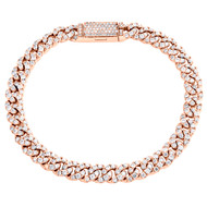 14K Rose Gold Round Diamond 6.25mm Miami Cuban Link 7" Statement Bracelet 3.9 CT
