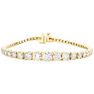 14K Yellow Gold Round Solitaire Diamond Graduating Tennis 7" Bracelet 7.05 CT.