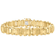 Sterling Silver Round Yellow Diamond 13mm Statement Link 8.50" Bracelet 7/8 CT.