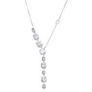 14K White Gold Baguette Diamond Square Pendant Drop Statement Necklace 1.75 CT.