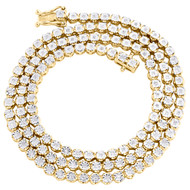 Mens 1 Row 3.50mm Necklace Genuine Diamond Link Choker Yellow Sterling Silver Chain 18" - 24"