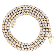 10K Yellow Gold 1 Row Diamond Tennis 3.25mm Choker Chain 18" Necklace 2.75 CT.