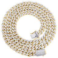 10K Yellow Gold 7.50mm Round Diamond Miami Cuban Link Necklace 22" Chain 2.80 CT