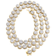 10K Yellow Gold 8.50mm Baguette Halo Cluster Diamond Necklace 22" Chain 14 CT.