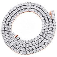 10K Rose Gold 1 Row Diamond Tennis 4mm Choker Link Chain 20" Necklace 3.75 CT.