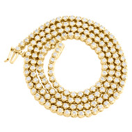 10K Yellow Gold Diamond Tennis 3.50mm Chain 22" Martini Set Necklace 7.25 CT