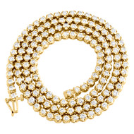 10K Yellow Gold Round Diamond Tennis Chain 4mm Martini Set 22" Necklace 10.25 CT