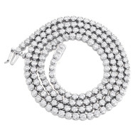 10K White Gold Round Diamond Tennis Necklace 3.5mm Martini Set 16" Chain 5.15 CT