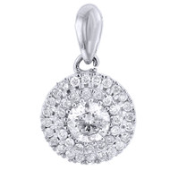 Round Diamond Solitaire Pendant 10k White Gold Necklace .50 CT.