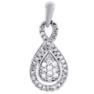 10k White Gold Round Cut Diamond Infinity Loop Pendant  1/3 CT.