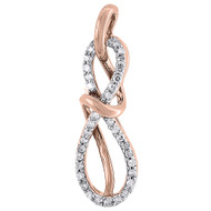 10k Rose Gold Round Diamond Infinity Pendant Necklace 0.20 CT.