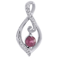 Diamond Infinity Loop Pendant 10k White Gold Created Ruby 0.74 CT.