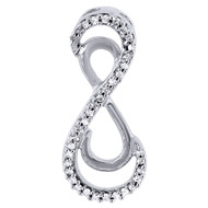 10k White Gold Round Cut Diamond Infinity Pendant Necklace  1/10 CT.
