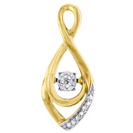 10k Yellow Gold Round Dancing Diamond Pendant  Necklace 0.04 CT.