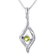 Diamond .925 Sterling Silver Created Peridot Pendant with Chain Necklace 0.21 Ct
