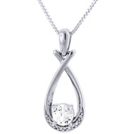 Diamond Pendant Charm .925 Sterling Silver Created Sapphire with Chain 0.72 tcw.