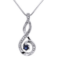 Diamond Pendant Charm 925 Sterling Silver Created Blue Sapphire w/ Chain 0.28 Ct