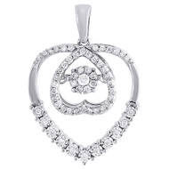 10K White Gold Diamond Upside Down Double Heart Pendant  0.32 CT.