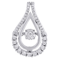 10K White Gold Dancing Diamond Double Teardrop Slide Pendant  0.25 CT.