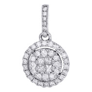 14K White Gold Princess & Round Diamond Circle Soleil Pendant 1/2 CT.