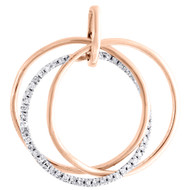 10K Rose Gold Diamond Drop Dangle Intertwine Circle Ladies Pendant Charm 0.15 Ct