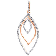 10K Rose Gold Diamond Layered Petal Pendant Dangle Charm  0.30 CT.