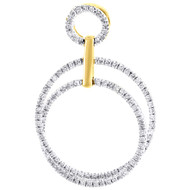 10K Yellow Gold Diamond Drop Dangle Intertwine Circle 1" Pendant Charm 0.35 Ct.