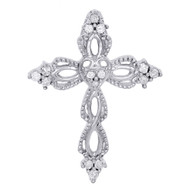 10K White Gold Diamond Cut Out Infinity Milgrain Budded Cross 0.15 CT.